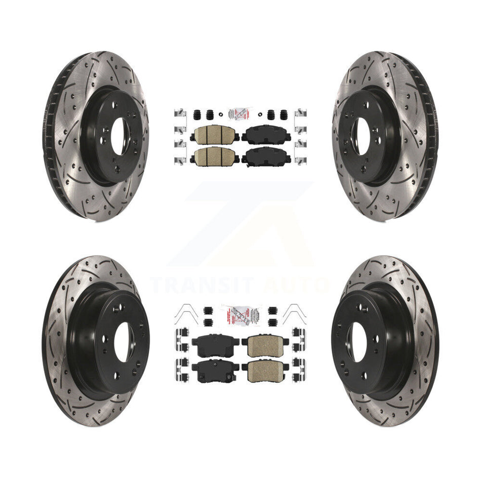 Front Rear Ceramic Pads And Coated Drilled Slotted Disc Brake Rotors Kit For Honda Accord KDA-100580