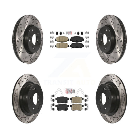Front Rear Ceramic Pads And Coated Drilled Slotted Disc Brake Rotors Kit For Honda Accord KDA-100581