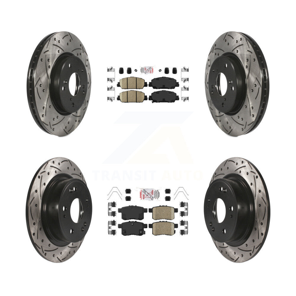 Front Rear Ceramic Pads And Coated Drilled Slotted Disc Brake Rotors Kit For Honda Accord KDA-100582