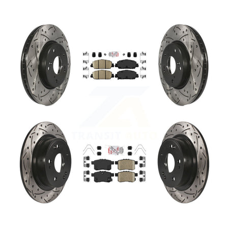 Front Rear Ceramic Pads And Coated Drilled Slotted Disc Brake Rotors Kit For Honda Accord KDA-100582