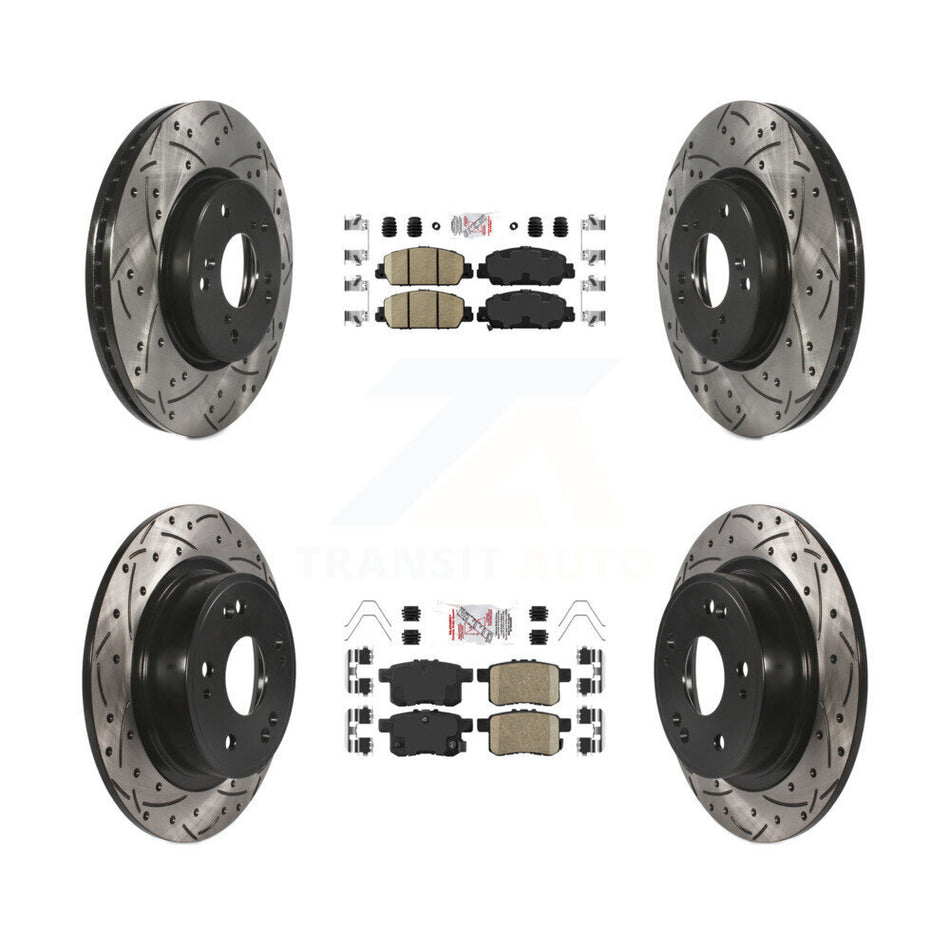 Front Rear Ceramic Pads And Coated Drilled Slotted Disc Brake Rotors Kit For Honda Accord KDA-100582