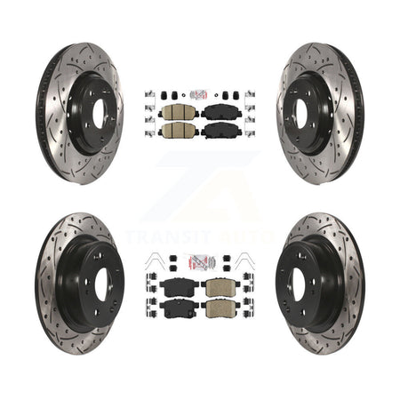 Front Rear Ceramic Pads And Coated Drilled Slotted Disc Brake Rotors Kit For Honda Accord KDA-100584