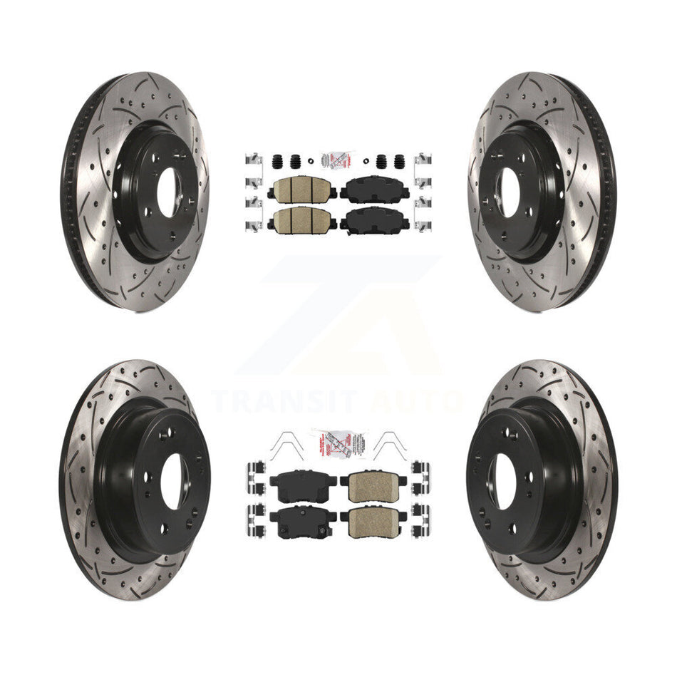 Front Rear Ceramic Pads And Coated Drilled Slotted Disc Brake Rotors Kit For Honda Accord KDA-100585