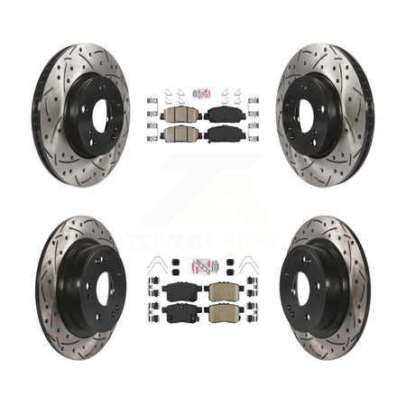 Front Rear Ceramic Pad Coated Drill Slot Disc Brake Rotors Kit For 2017 Honda Accord LX-S KDA-100586