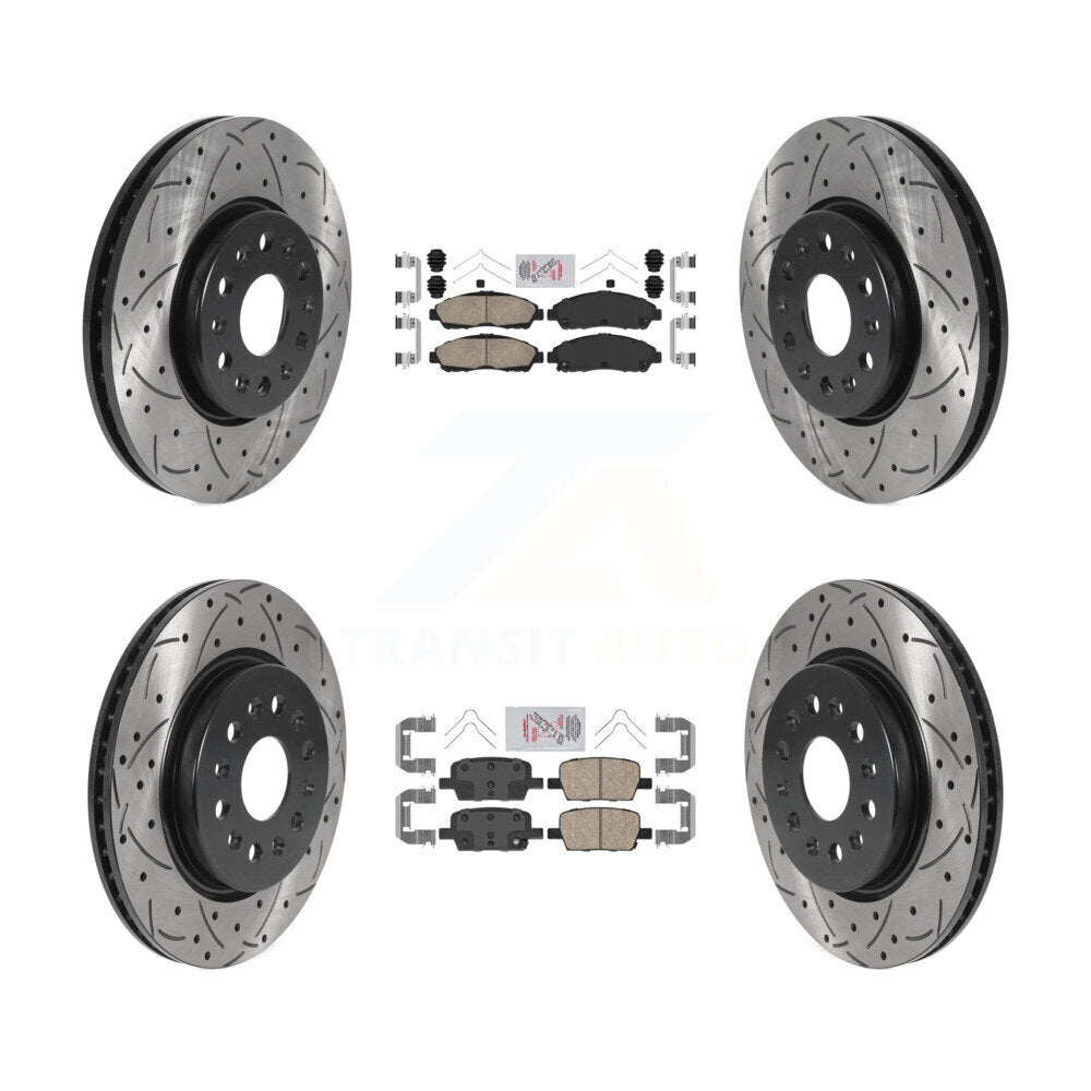Front Rear Ceramic Pad Drill Slot Brake Rotor Kit For Chevrolet Traverse GMC Acadia Buick KDA-100589