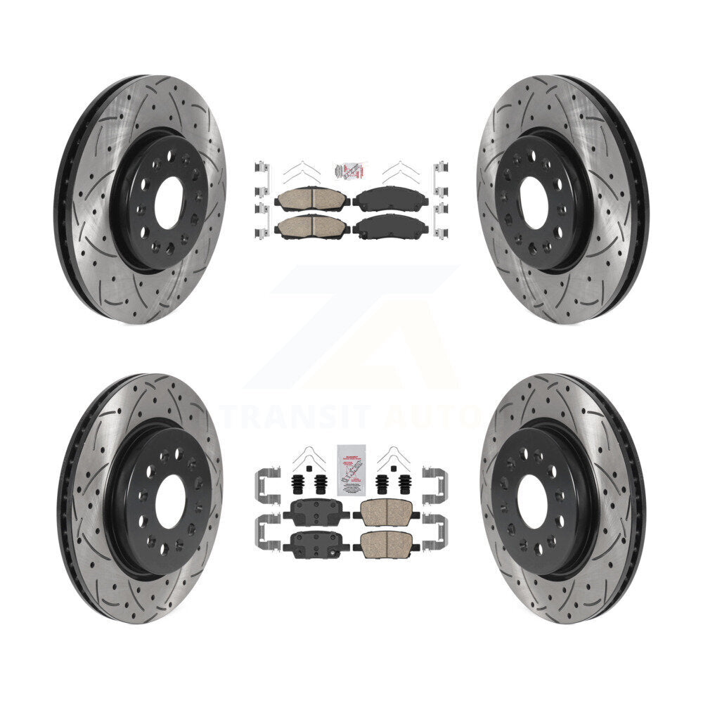 Front Rear Ceramic Pad Drill Slot Brake Rotor Kit For Chevrolet Traverse GMC Acadia Buick KDA-100590