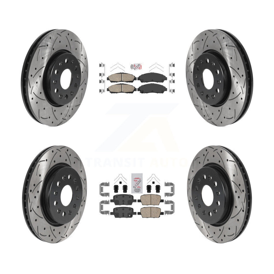 Front Rear Ceramic Pad Drill Slot Brake Rotor Kit For Chevrolet Traverse GMC Acadia Buick KDA-100590