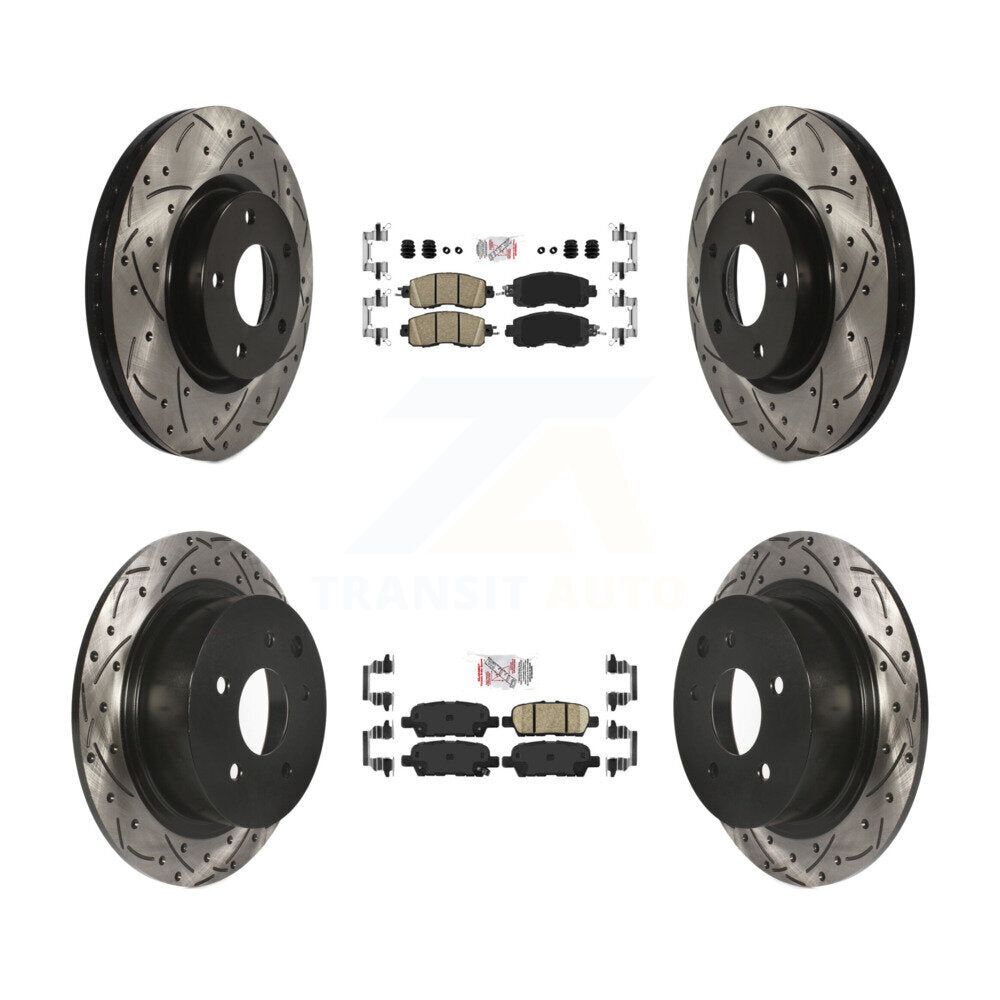 Front Rear Ceramic Pad And Coated Drilled Slotted Disc Brake Rotors Kit For Nissan Altima KDA-100593