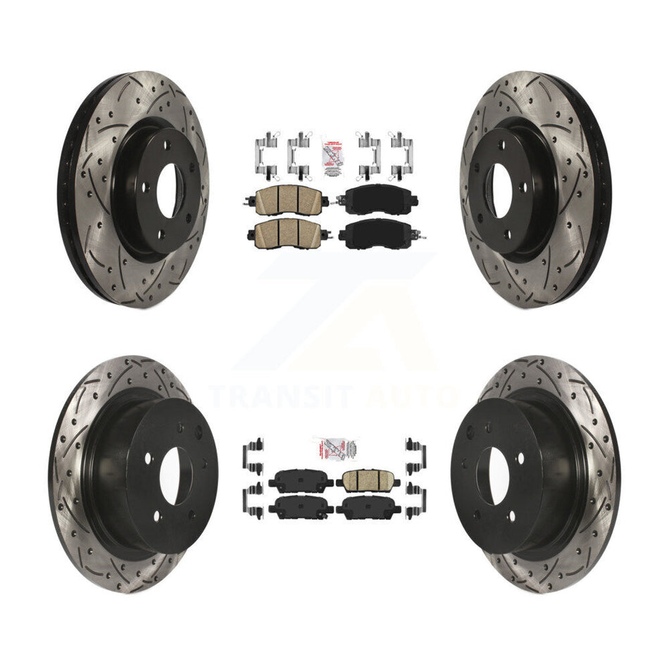 Front Rear Ceramic Pad And Coated Drilled Slotted Disc Brake Rotors Kit For Nissan Altima KDA-100595