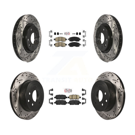 Front Rear Ceramic Pads And Coated Drilled Slotted Disc Brake Rotors Kit For Nissan LEAF KDA-100597
