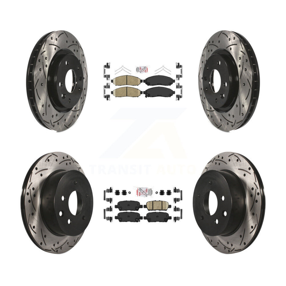 Front Rear Ceramic Pads And Coated Drilled Slotted Disc Brake Rotors Kit For Nissan LEAF KDA-100598