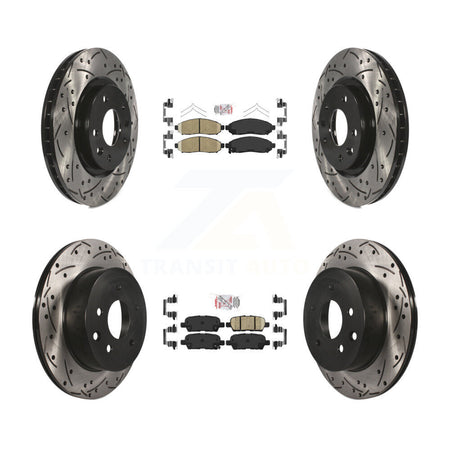 Front Rear Ceramic Pads And Coated Drilled Slotted Disc Brake Rotors Kit For Nissan LEAF KDA-100599