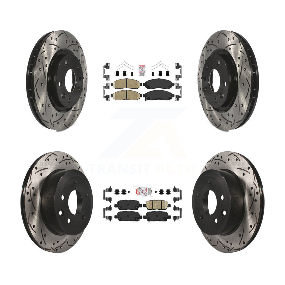 Front Rear Ceramic Pads And Coated Drilled Slotted Disc Brake Rotors Kit For Nissan LEAF KDA-100600