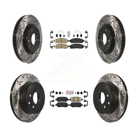 Front Rear Ceramic Pads And Coated Drilled Slotted Disc Brake Rotors Kit For Nissan LEAF KDA-100600