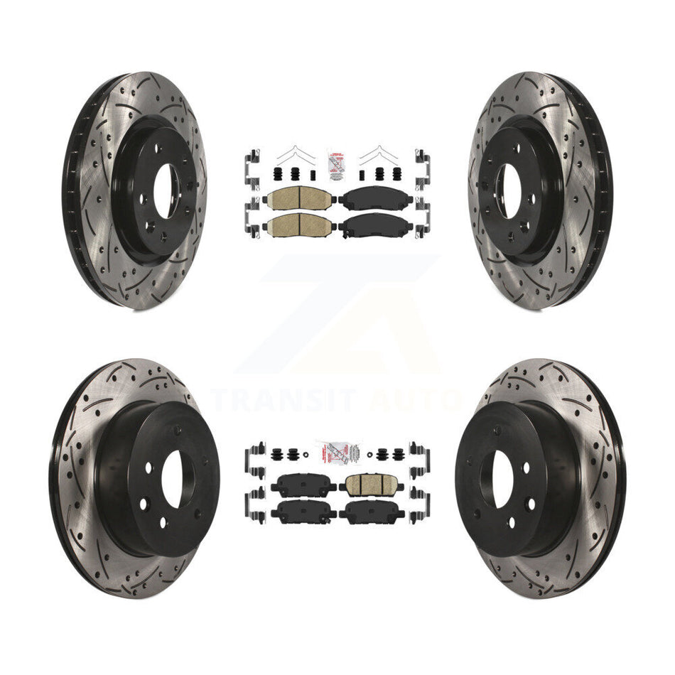 Front Rear Ceramic Pads And Coated Drilled Slotted Disc Brake Rotors Kit For Nissan LEAF KDA-100600