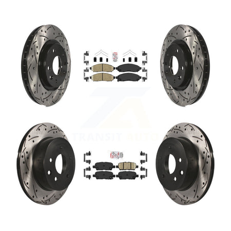 Front Rear Ceramic Pads And Coated Drilled Slotted Disc Brake Rotors Kit For Nissan LEAF KDA-100601