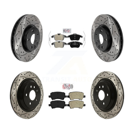 Front Rear Semi-Metallic Pad & Coated Drilled Slotted Disc Brake Rotors Kit For Volvo S60 KDA-100604
