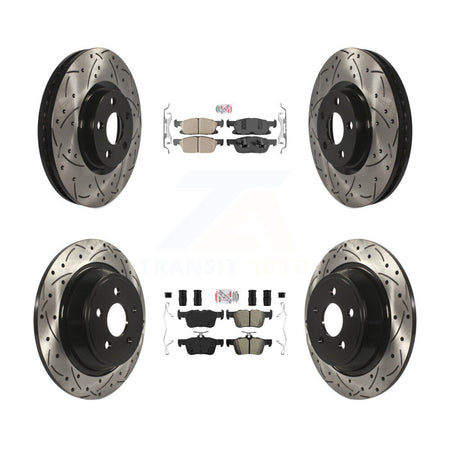 Front Ceramic Rear Semi-Metallic Pad Drilled Slot Brake Rotor Kit For Lincoln Continental KDA-100610