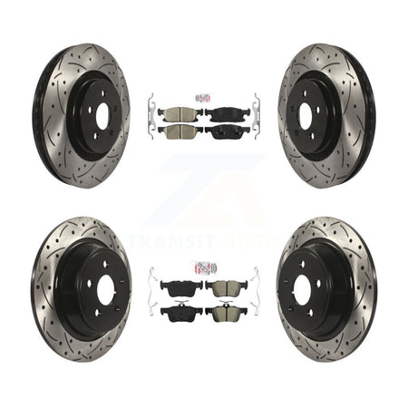 Front Ceramic Rear Semi-Metallic Pad Drill Slot Brake Rotor Kit For Ford Edge Lincoln MKX KDA-100611