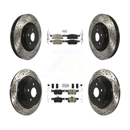 Front Ceramic Rear Semi-Metallic Pad Drill Slot Brake Rotor Kit For Ford Edge Lincoln MKX KDA-100612