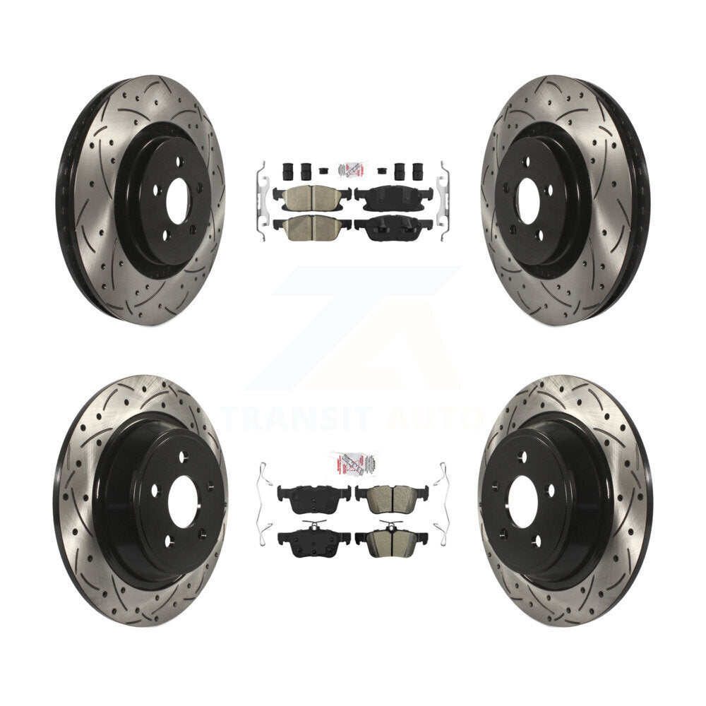 Front Ceramic Rear Semi-Metallic Pad Drill Slot Brake Rotor Kit For Ford Edge Lincoln MKX KDA-100613