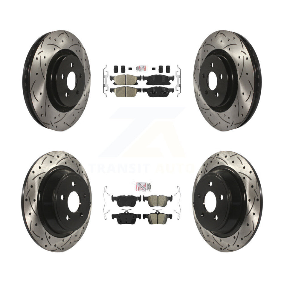 Front Ceramic Rear Semi-Metallic Pad Drill Slot Brake Rotor Kit For Ford Edge Lincoln MKX KDA-100613