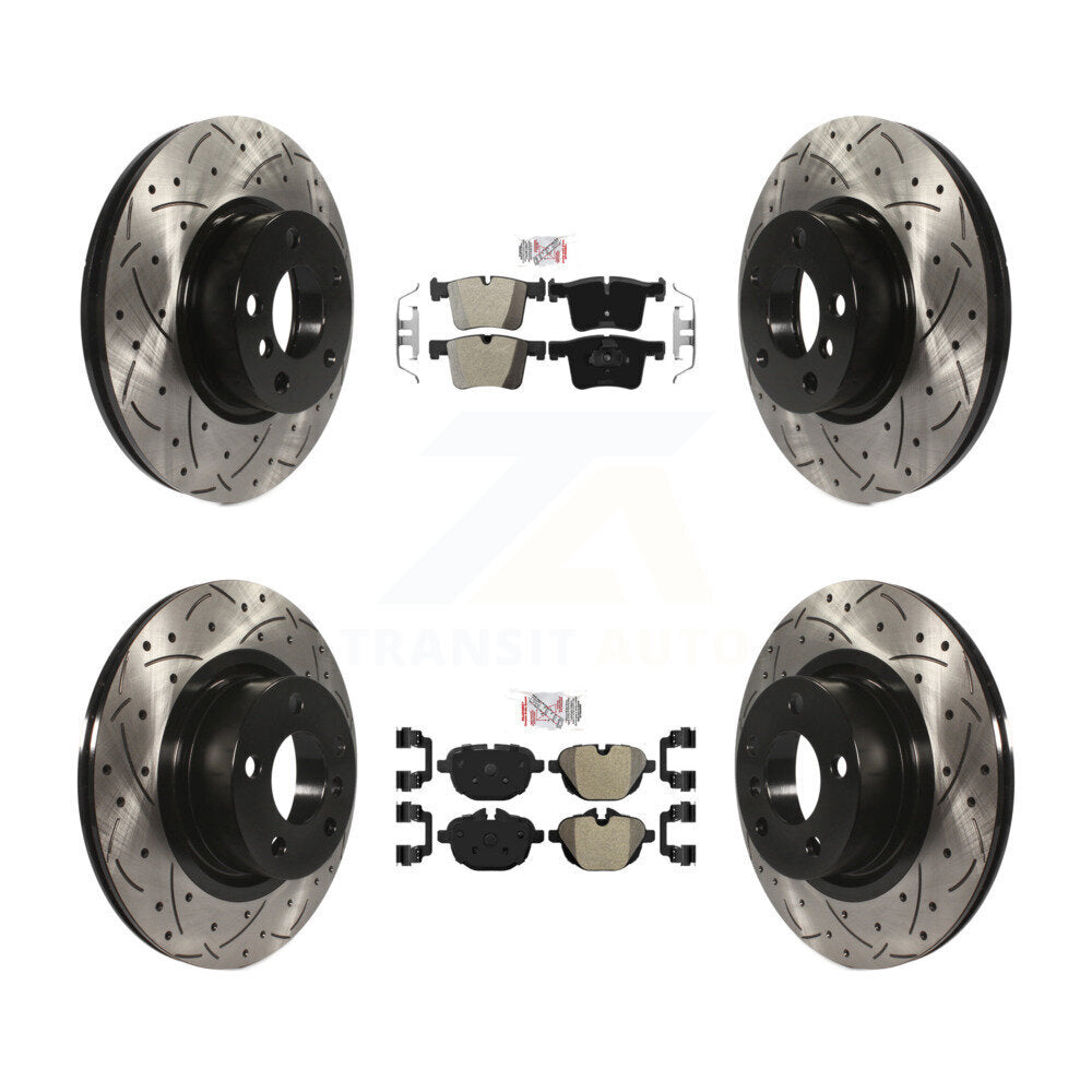 Front Rear Semi-Metallic Pad & Coated Drilled Slotted Disc Brake Rotors Kit For BMW X3 X4 KDA-100616