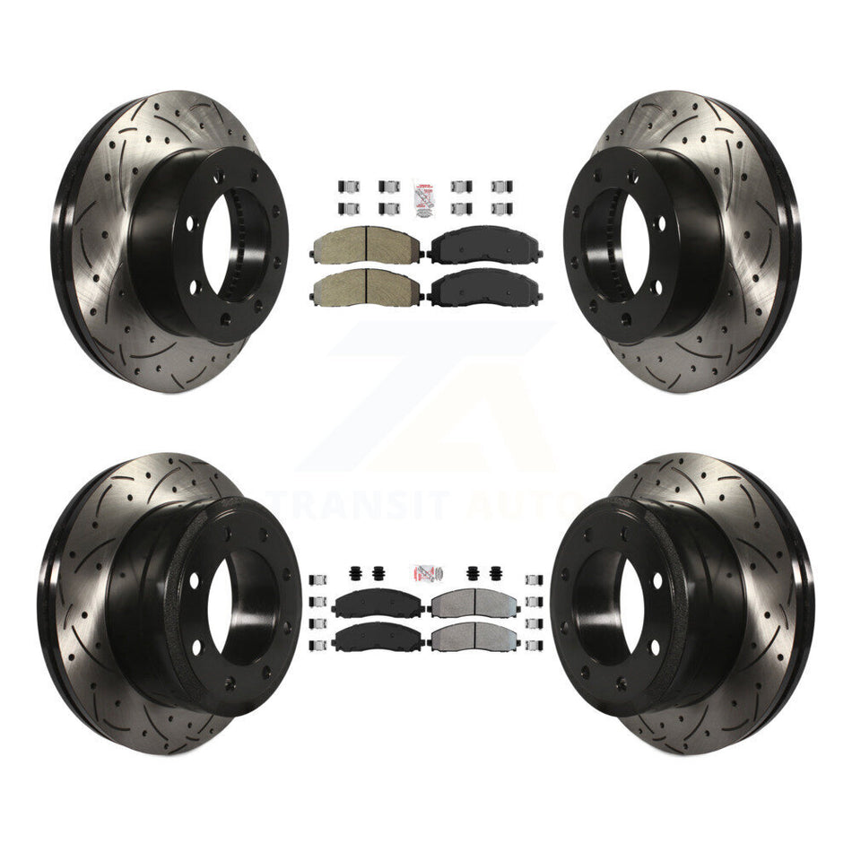 Front Rear Semi-Metallic Pad Drilled Slot Brake Rotor Kit For Ford F-250 Super Duty F-350 KDA-100619