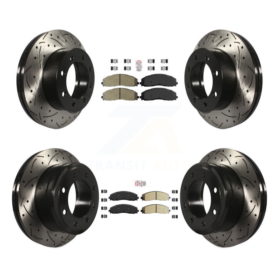 Front Rear Semi-Metallic Pad Drilled Slot Brake Rotor Kit For Ford F-250 Super Duty F-350 KDA-100620