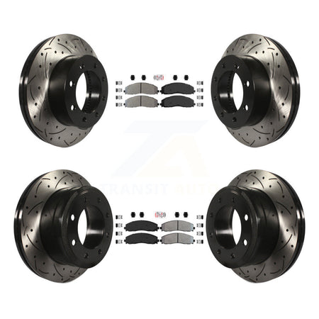 Front Rear Semi-Metallic Pad Drilled Slot Brake Rotor Kit For Ford F-250 Super Duty F-350 KDA-100621