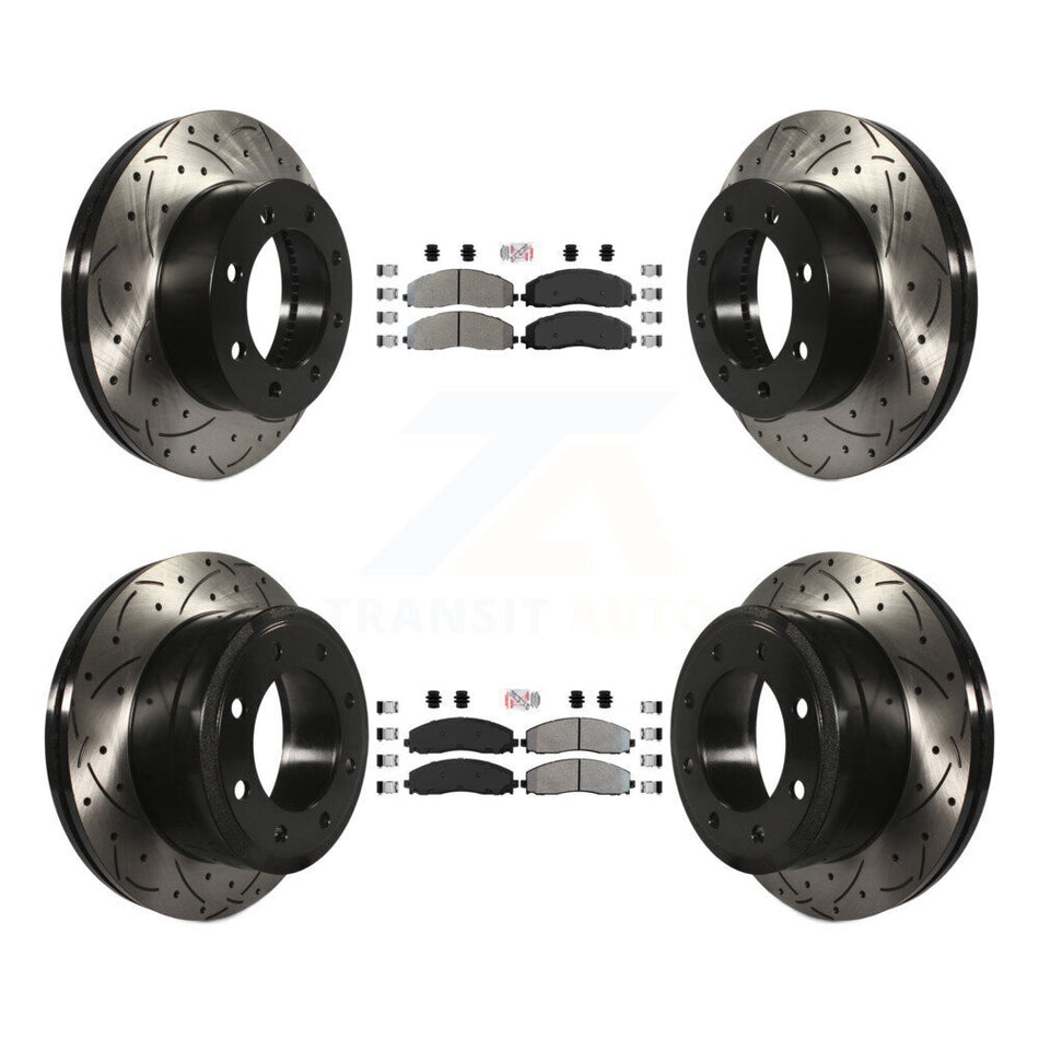 Front Rear Semi-Metallic Pad Drilled Slot Brake Rotor Kit For Ford F-250 Super Duty F-350 KDA-100621