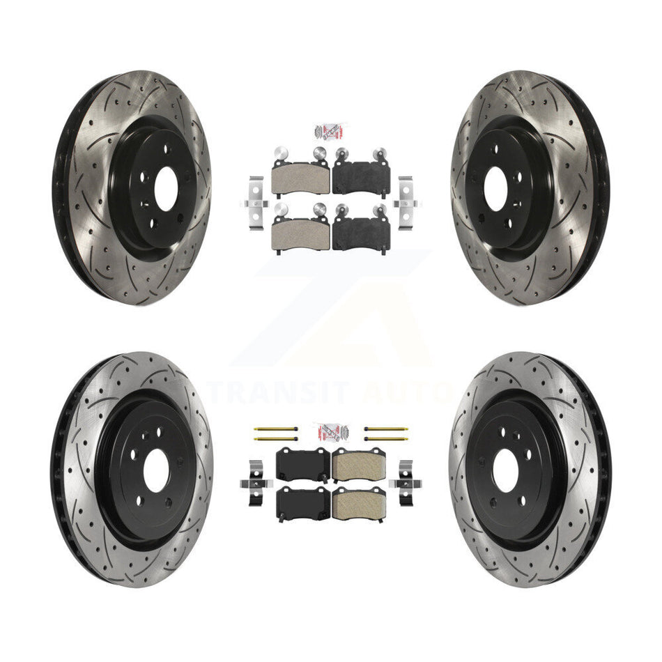 Front Rear Semi-Metallic Pad Drill Slot Brake Rotor Kit For 2010-2015 Chevrolet Camaro SS KDA-100623