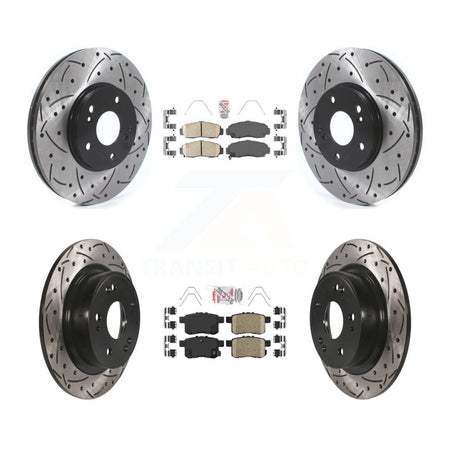 Front Rear Ceramic Pad Coated Drill Slot Disc Brake Rotors Kit For Honda Accord Acura TSX KDA-100628