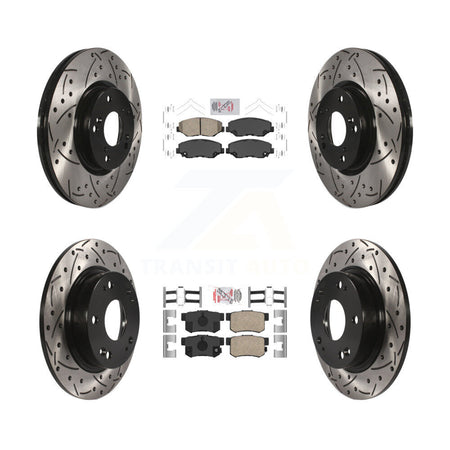Front Rear Ceramic Pad Coated Drilled Slot Disc Brake Rotor Kit For Honda Civic Acura ILX KDA-100629