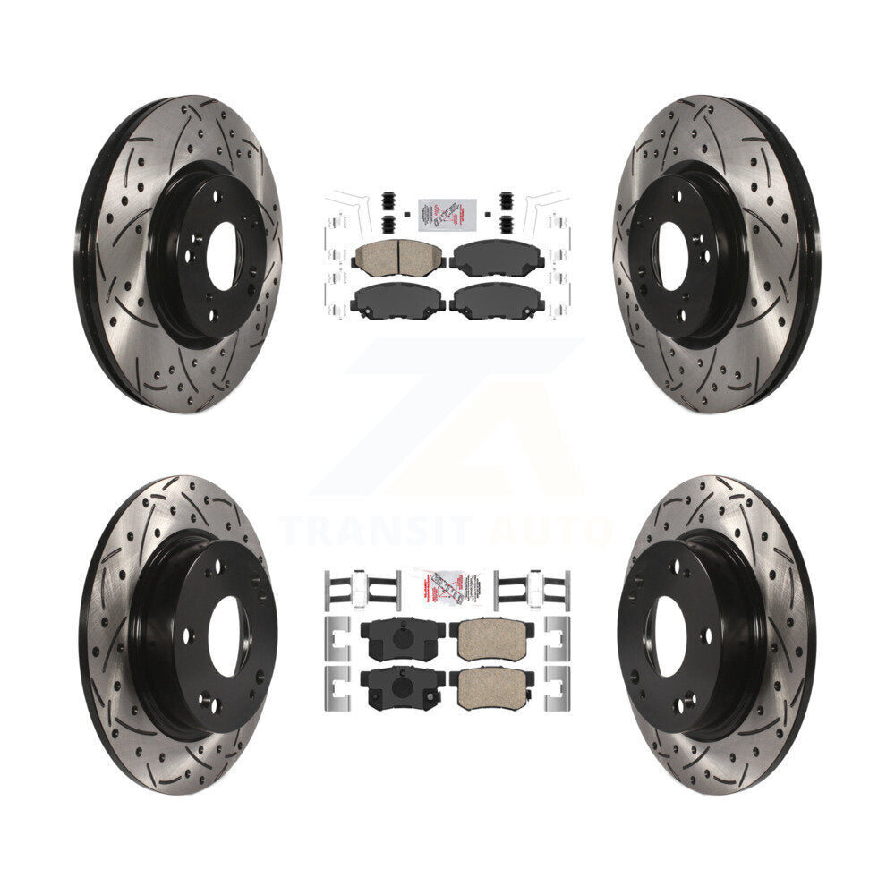 Front Rear Ceramic Pad Coated Drilled Slot Disc Brake Rotor Kit For Honda Civic Acura ILX KDA-100630