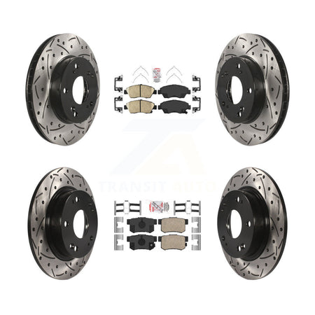 Front Rear Ceramic Pad Coat Drill Slot Disc Brake Rotors Kit For 2013-2015 Acura ILX 1.5L KDA-100631