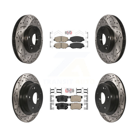 Front Rear Ceramic Pads And Coated Drilled Slotted Disc Brake Rotors Kit For Honda Accord KDA-100635