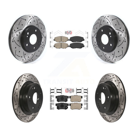 Front Rear Ceramic Pads And Coated Drilled Slotted Disc Brake Rotors Kit For Honda Accord KDA-100636