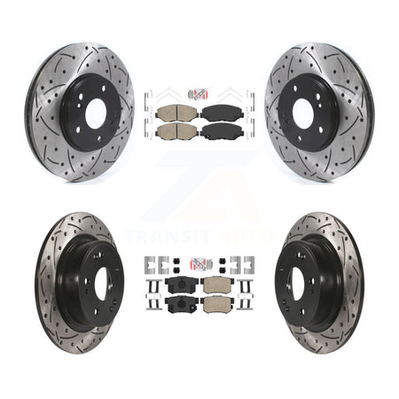 Front Rear Ceramic Pads And Coated Drilled Slotted Disc Brake Rotors Kit For Honda Accord KDA-100638