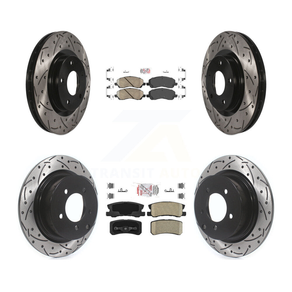 Front Rear Ceramic Pad Drill Slot Brake Rotors Kit For Jeep Mitsubishi Patriot Lancer RVR KDA-100649
