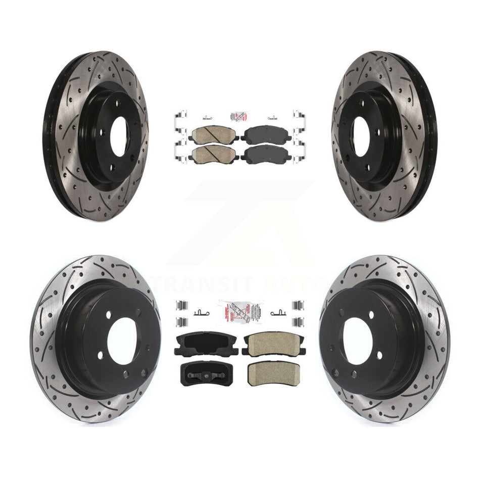 Front Rear Ceramic Pad Drill Slot Brake Rotors Kit For Jeep Mitsubishi Patriot Lancer RVR KDA-100649