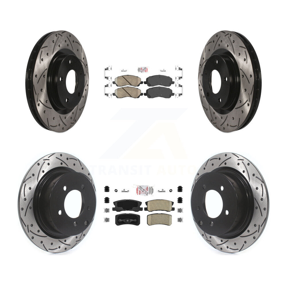 Front Rear Ceramic Pad Drill Slot Brake Rotors Kit For Jeep Mitsubishi Patriot Lancer RVR KDA-100650