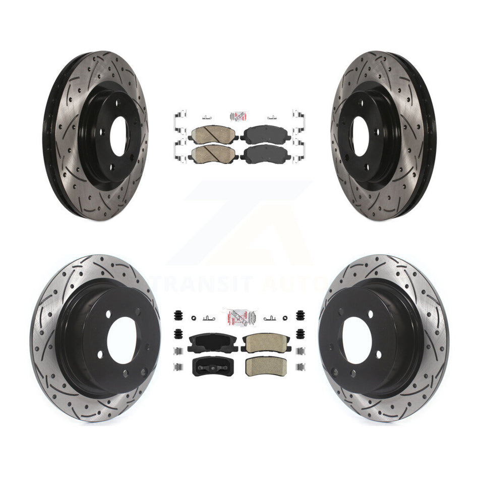 Front Rear Ceramic Pad Drill Slot Brake Rotors Kit For Jeep Mitsubishi Patriot Lancer RVR KDA-100650