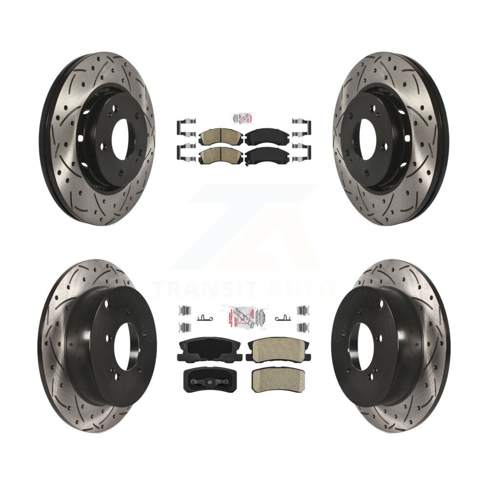 Front Rear Ceramic Pad Coated Drilled Slotted Disc Brake Rotors Kit For Mitsubishi Lancer KDA-100661