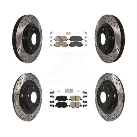 Front Rear Ceramic Pad Drill Slot Disc Brake Rotor Kit For Mitsubishi RVR Outlander Sport KDA-100663