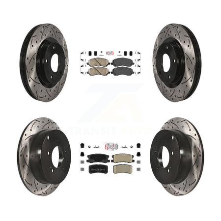 Front Rear Ceramic Pad Coated Drilled Slot Disc Brake Rotors Kit For Mitsubishi Outlander KDA-100676