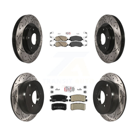 Front Rear Ceramic Pad Coated Drilled Slot Disc Brake Rotors Kit For Mitsubishi Outlander KDA-100677