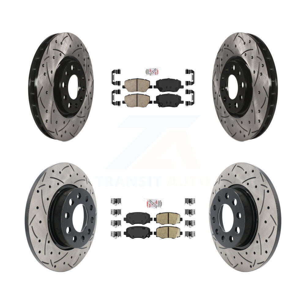 Front Rear Ceramic Pad Coated Drill Slot Disc Brake Rotor Kit For Jeep Renegade Fiat 500X KDA-100683