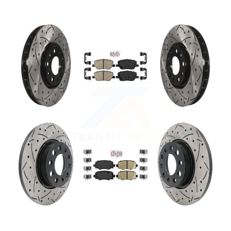 Front Rear Ceramic Pad Coated Drill Slot Disc Brake Rotor Kit For Jeep Renegade Fiat 500X KDA-100683