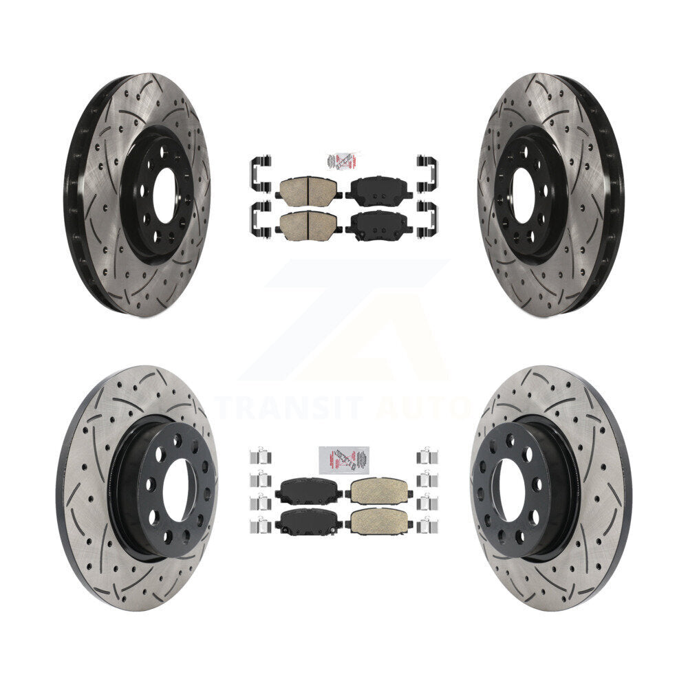Front Rear Ceramic Pads And Coated Drilled Slotted Disc Brake Rotors Kit For Jeep Compass KDA-100685